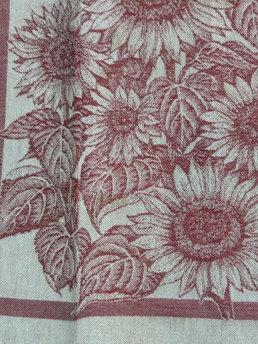 Guiliana Ricami Italian Woven Red Sunflower Tea Towel Linen Cotton NEW